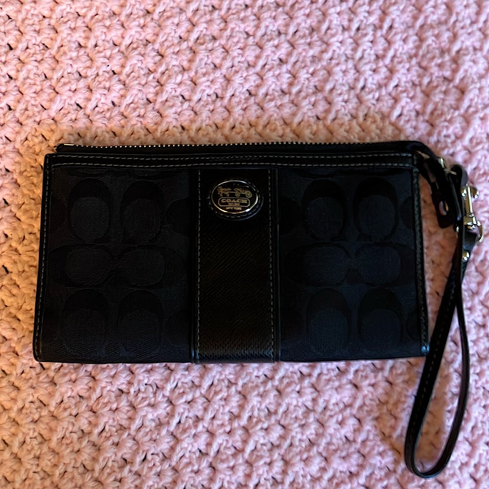 Coach wallet purse with short strap.